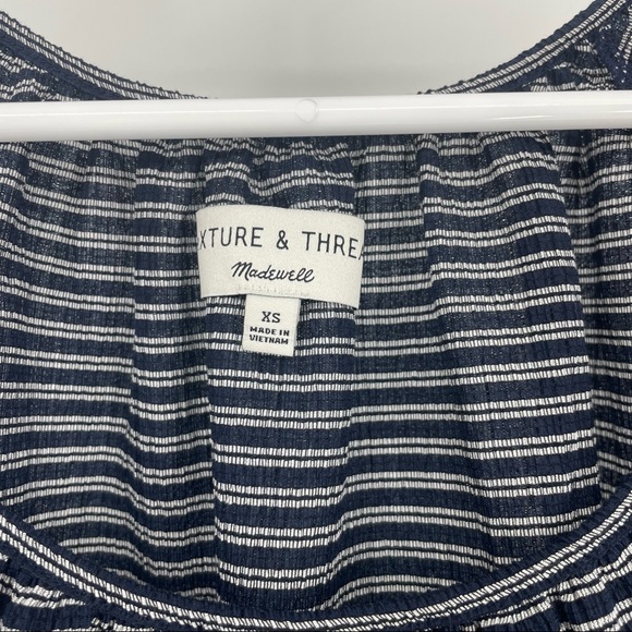MADEWELL TEXTURE & THREAD PEASANT TOP IN STRIPE NAVY BLUE WHITE XS - Picture 7 of 9
